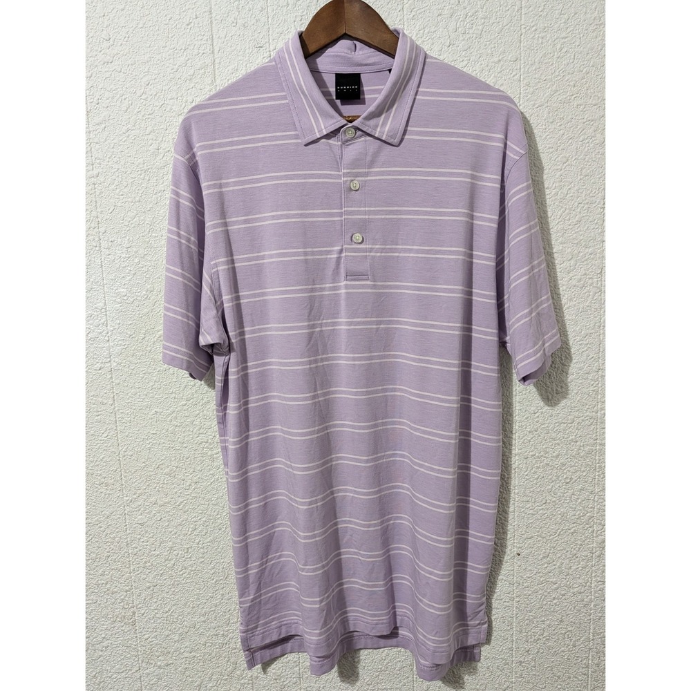 Dunning Golf Polo Shirt, Mens, Large, Purple Striped, Stretch, Soft, Causal